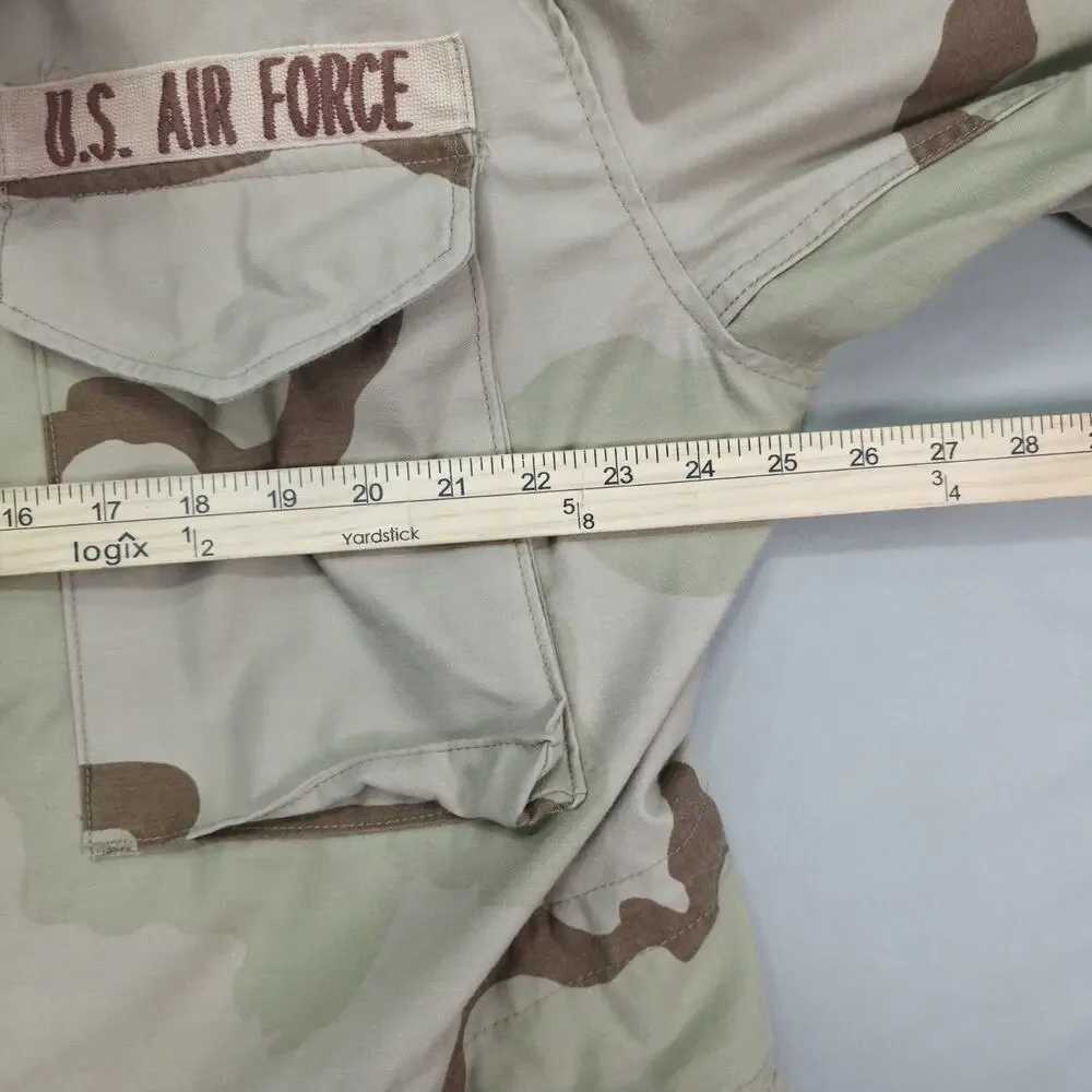 US Air Force DCU Desert Camo Field Jacket 1999 Large Long Patched USAF Vintage